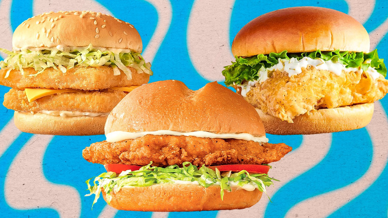 Three fast food fish sandwiches