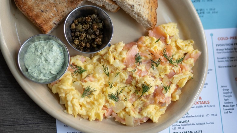 Scrambled eggs at Snooze A.M. Eatery