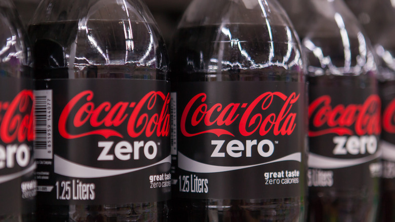 Plastic bottles of Coca-Cola Zero