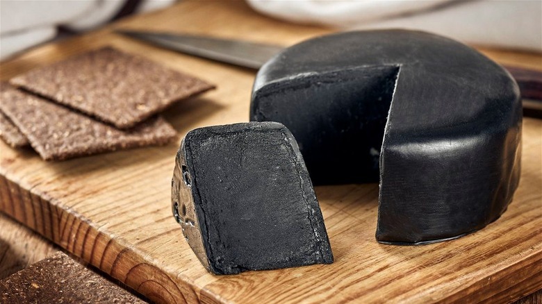 wedge of charcoal cheddar