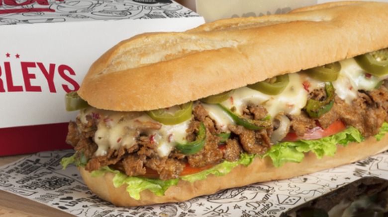 Charleys Cheesteak sandwich with jalapeños