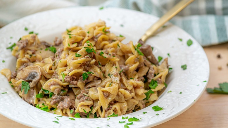 bowl of beef stroganoff