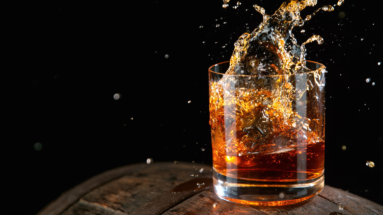 bourbon splash in glass
