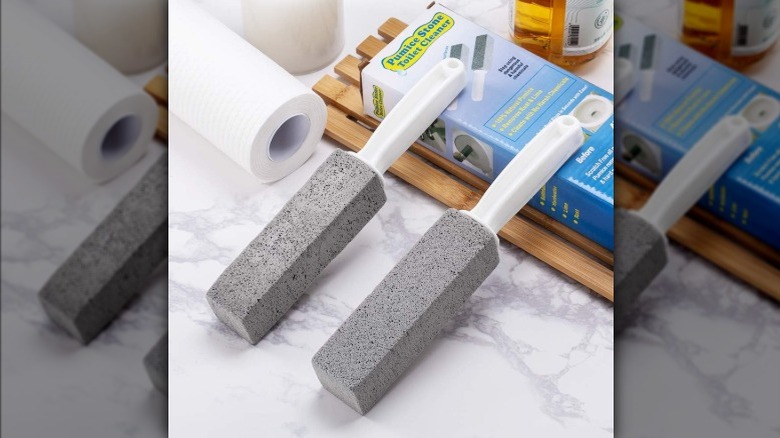 Gray pumice stones with handle for cleaning