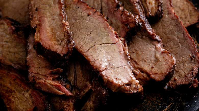 Smoked beef brisket with barbecue sauce
