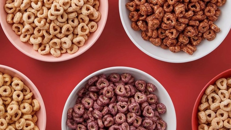 Cheerios on a red background