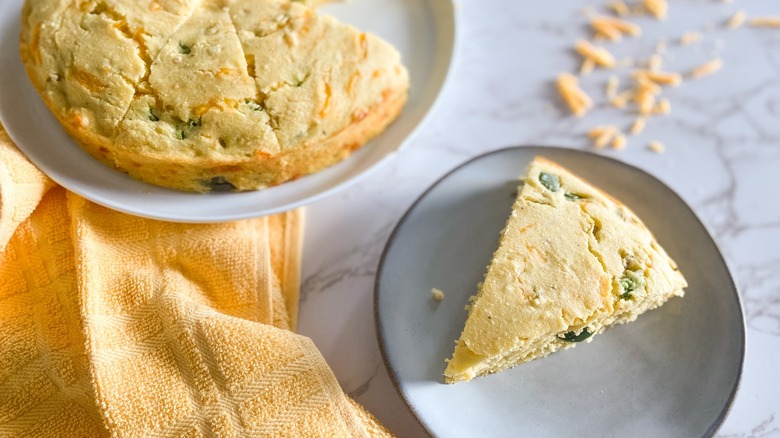 cheesy mexican cornbread sliced