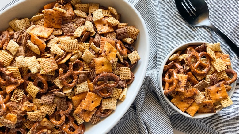 Chex Mix in bowls