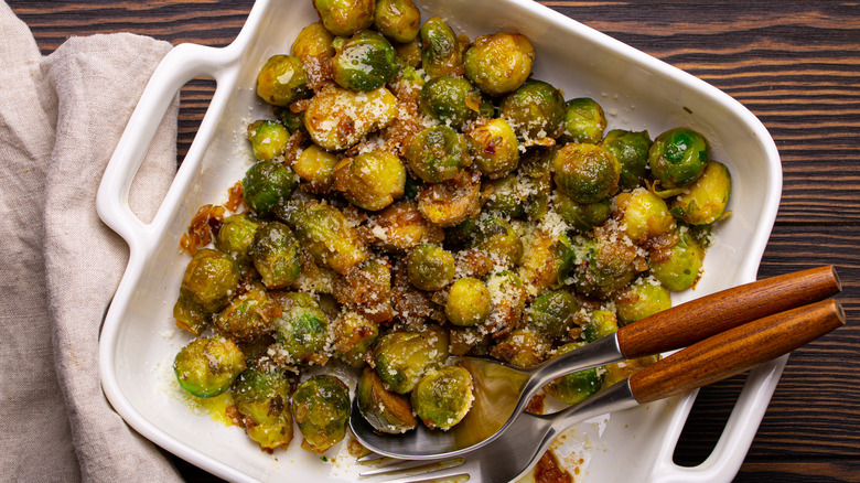 Cooked and caramelized brussels sprouts 