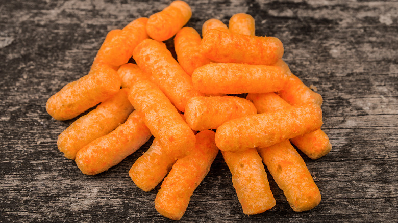 cheetos snacks on wood