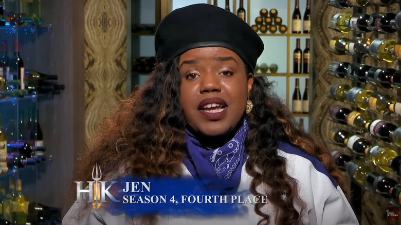 Screenshot of Jen Gavin giving an interview in Hell's Kitchen season 18
