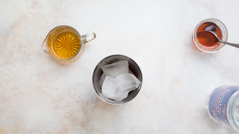 cocktail shaker filled with ice