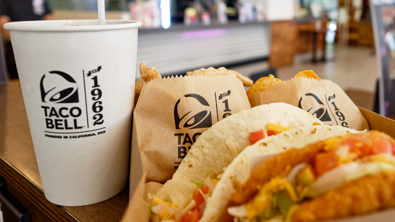 Taco Bell drink and food