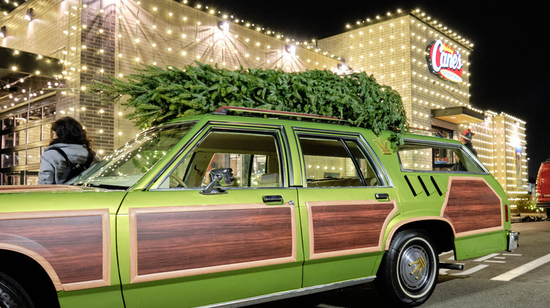 Raising Cane's lights and station wagon