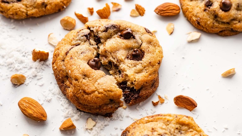 cookie on counter with almonds