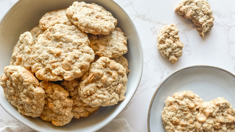 Chewy Oatmeal Scotchies in bowl