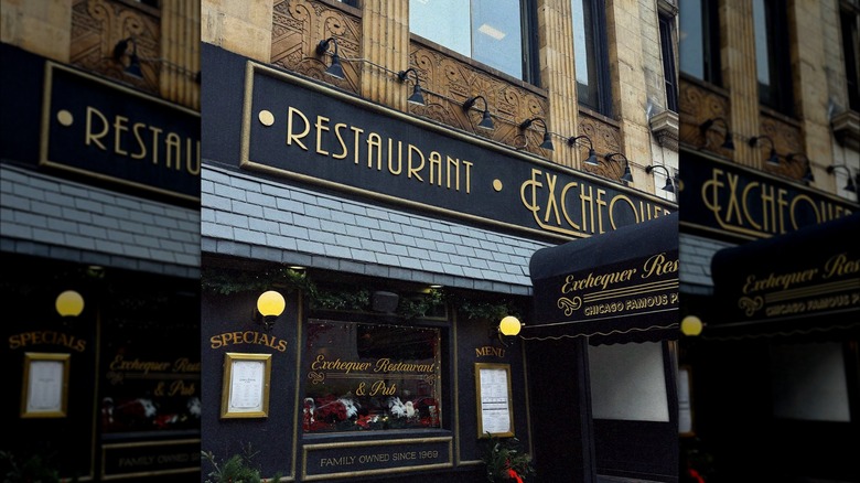 Front of Exchequer restaurant in Chicago