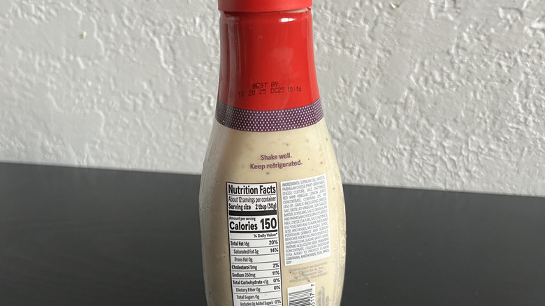 Back of Chick-fil-A Parmesan Caesar salad dressing bottle