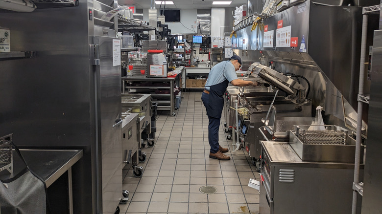 Chick-fil-A kitchen with pressure fryers
