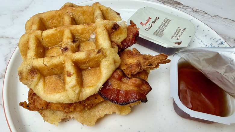 Chick-fil-A's Chicken & Waffles Breakfast Sandwich with Spicy Filet