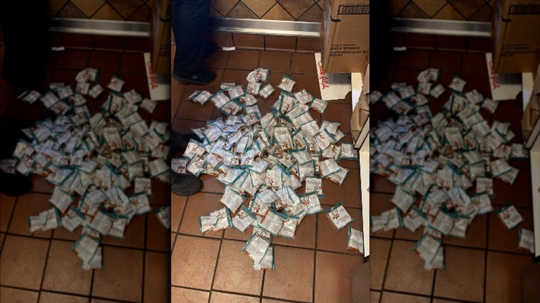 Dropped condiment packets