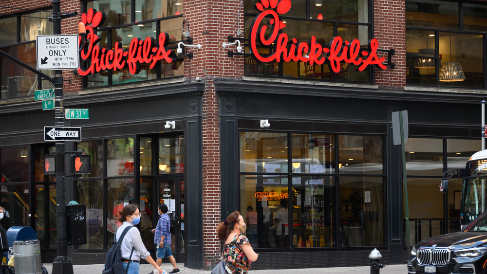 Chick-fil-A restaurant with customers