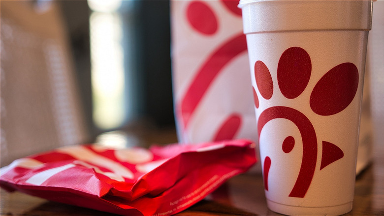 Chick-fil-a cups and wrapper