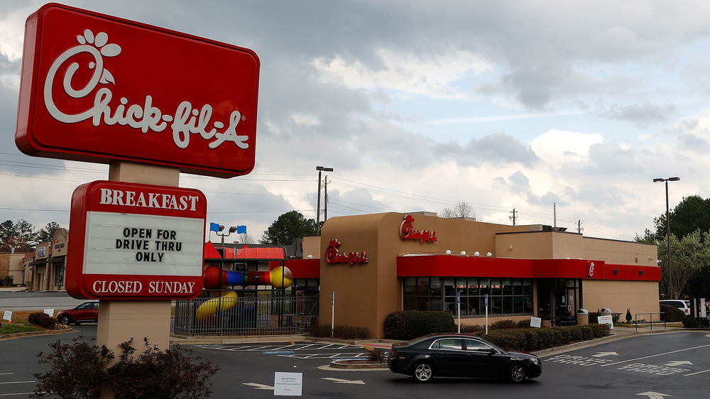 Chick-fil-A building and parking lot