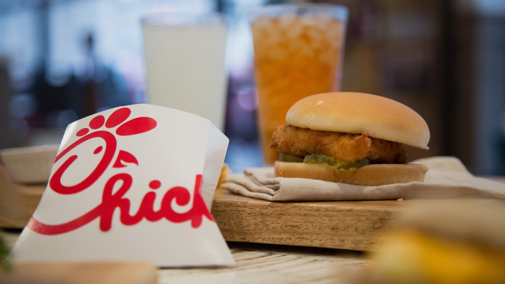 Chick-fil-A sandwiches and drinks