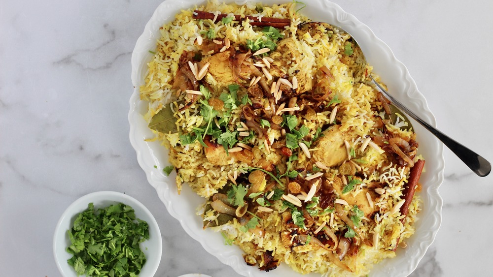 Close up of colorful biryani