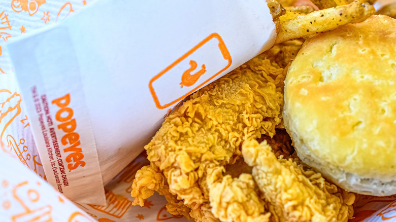 Popeyes fried chicken and biscuit
