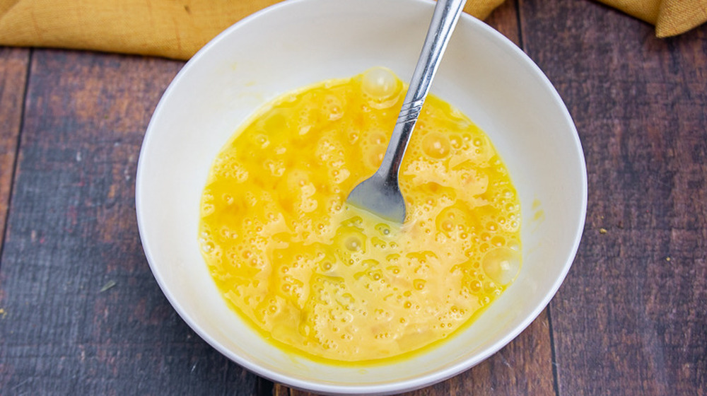 eggs whisked for chicken fried rice