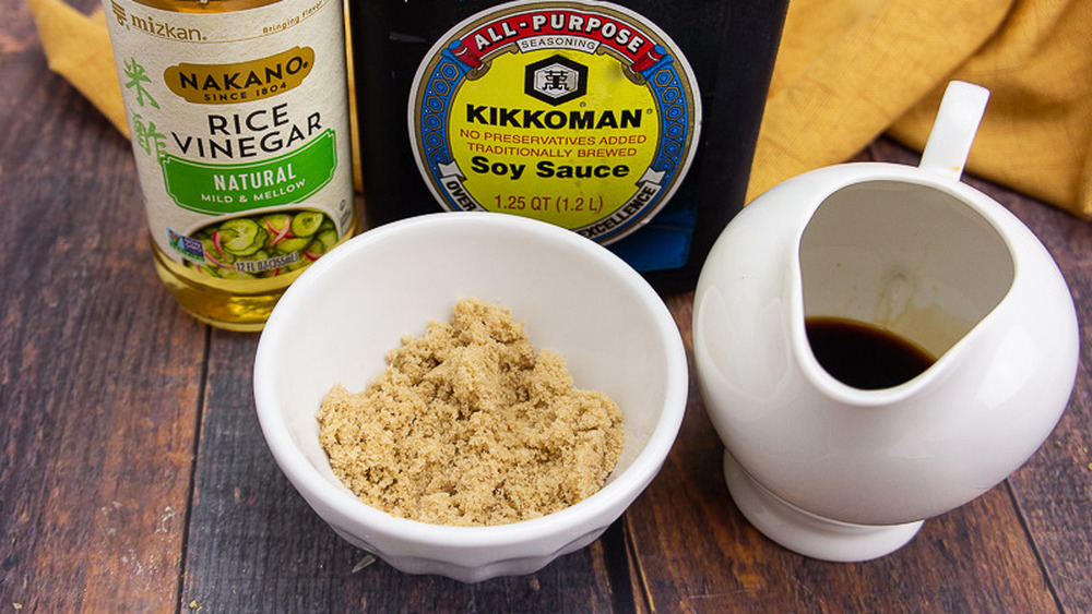 sauces for chicken fried rice on table
