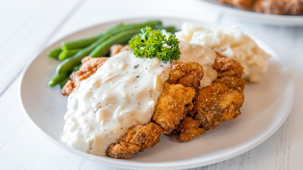 Chicken Fried Steak served on a plate with sides