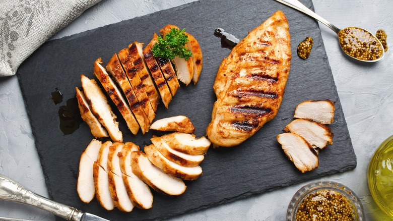 Sliced grilled chicken breast