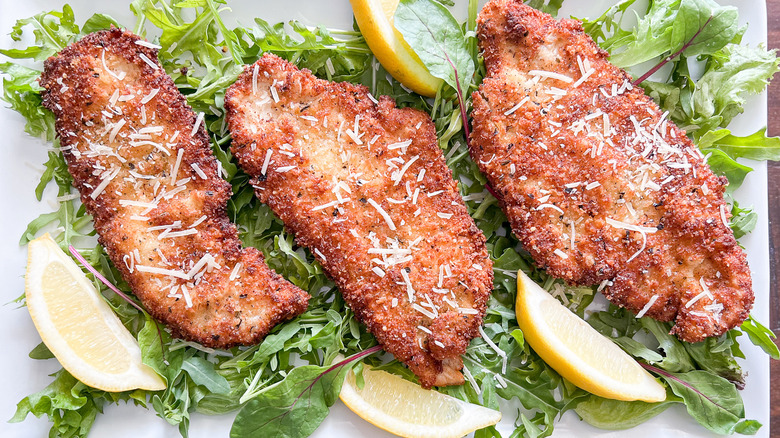 chicken milanese on plate 