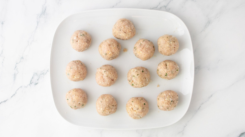 Chicken meatballs on plate