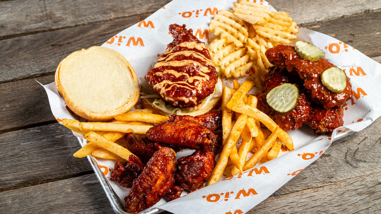 Wing it On basket of wings, fries, carrot sticks