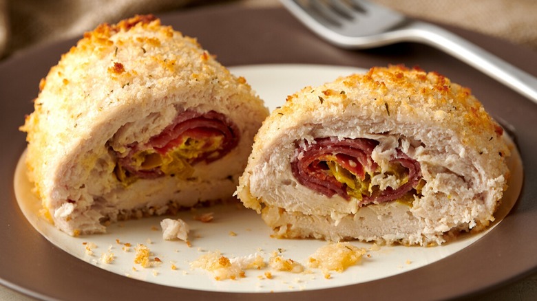 breaded rolled chicken with filling
