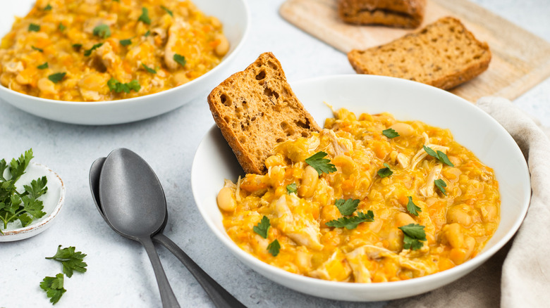 vegetable bean stew in bowl