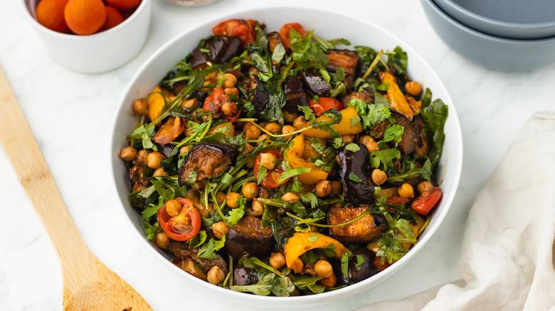 Roasted vegetable salad in bowl