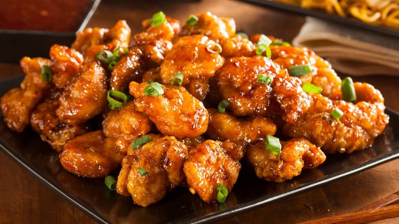 general tsos chicken on plate