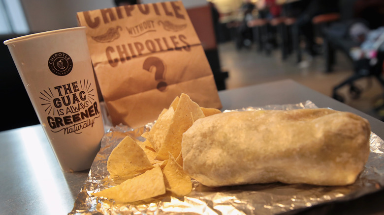 burrito and chips from Chipotle