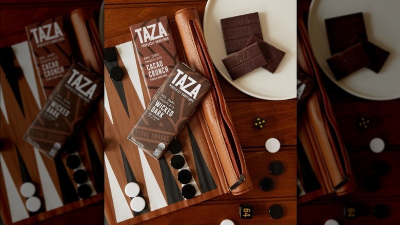 Taza bars on a leather and wooden backdrop