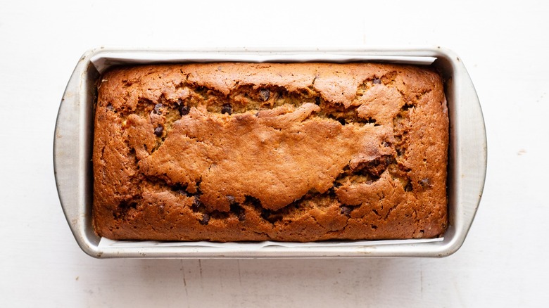 banana bread in loaf pan