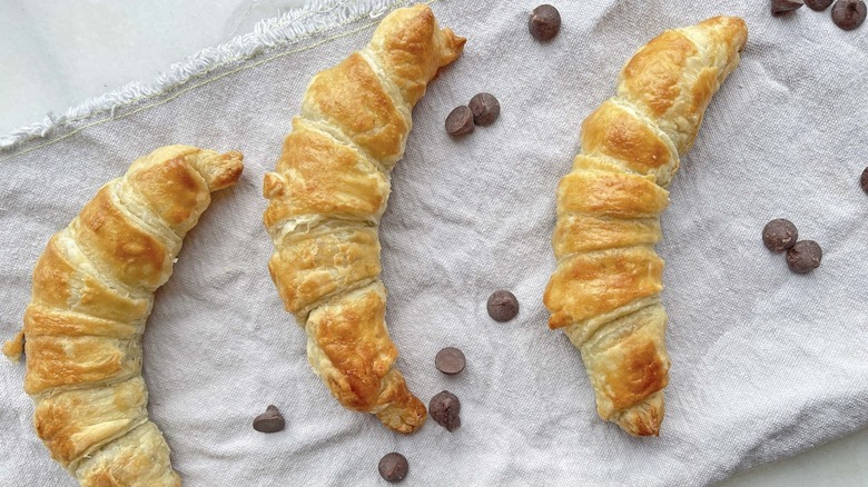 chocolate croissants on plate