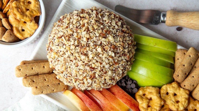 hazelnut cheese ball with garnishes