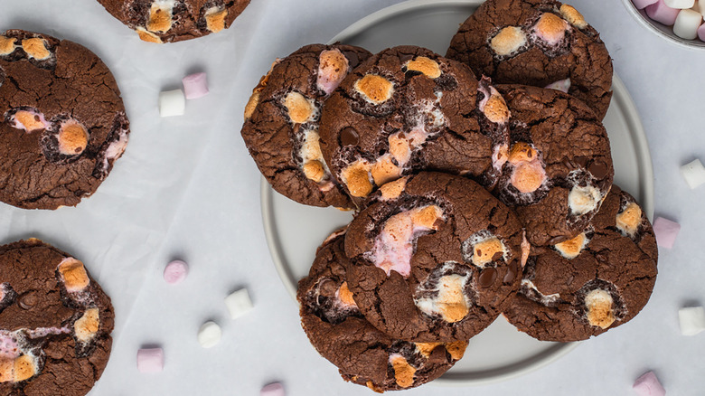 chocolate marshmallow cookies on plate