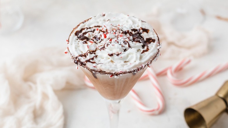 chocolate peppermint martini in glass