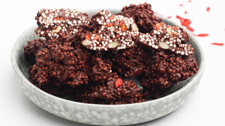 chocolate quinoa bites in a bowl 